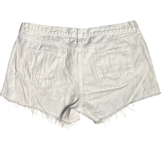 Rag & Bone Marin Bright White Cut-Off Distressed Jeans Shorts White Size 31 - Picture 5 of 10